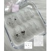 White Bubble Handmade Nail Tips - Long Oval / 화이트