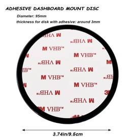 2 Pcs 95mm Adhesive Dashboard Mat Mounting Disc,3.74" Universal Suction Cup Mounting Disc for Dashcam Windshield Mount,GPS,Tablet,Car Phone Holder Base with Adhesion,Black(Red on White Background)