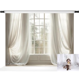 Kate White Curtain Backdrops Window Photo Background Interior Room Family Portrait Photography Props, 7x5ft