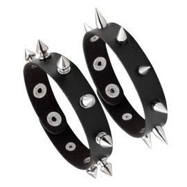 MILAKOO 2 Pcs Black Punk Style PU Leather Bracelet Bangle Rivets Spiked Cuff Bracelet for Men
