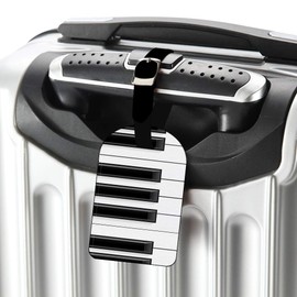 Richugui Music Piano Keys Faux Leather Suitcase Tags with Address Label,Travel Accessories with Address Tag,Luggage Tag,ID Tag-1pc