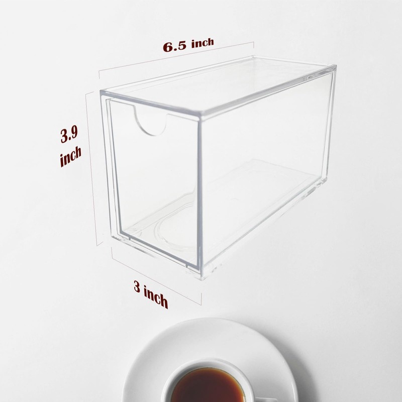 AZEZO 16-Pack Tea Bag Drawers Organizer - 16 Clear Plastic