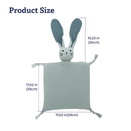 Sage Green Organic Cotton Muslin Bunny Lovey Security Blanket 11" x 11"