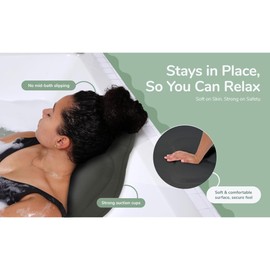 Rylor Full Body Bath Pillow – Luxury Cushion for Bathtub | Extra Large & Thick | Premium Packaging - Head, Neck, Shoulder & Back Support – Quick-Dry, Mold Resistant – for Women & Men (Gray)