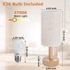 Small Bedside Table Lamp with AC Outlet, Natural Wood Base