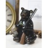 Western Rustic Hunter Black Bear Holding Shotgun And Mallard Duck
