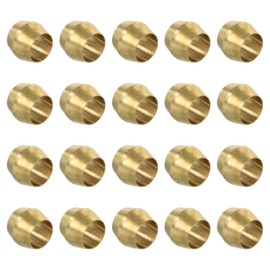 PATIKIL 3/16" ID Compression Sleeve Ferrules, 20 Pack Brass Sleeve Ferrules Compression Fitting Assortment Kit for Water Oil Air Pipe