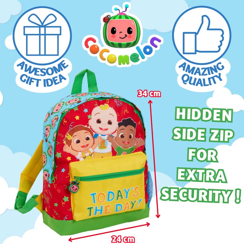 CoComelon Boys Girls Backpack Kids Character JJ Nursery Travel Rucksack