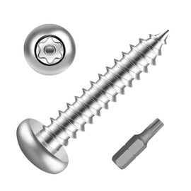 MewuDecor #14 x 1 Stainless Steel Button Head Torx Sheet Metal Screws Security Silver Screws Anti-Theft Tamper Proof with Bit T27 25 PCS