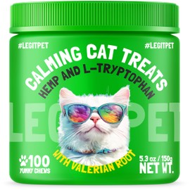 LEGITPET Cat Calming Treats Natural Anxiety Relief for Indoor Cats Stress & Travel Storm Separation Support Helps with Vet Visits, Grooming & Loud Noises Soothing Behavior Aid 100 Yummy Chews
