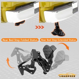 Rear Bed Step Retractable Truck Tailgate Bumper Step FIT Dodge Ram 1500 DT (New Body Style) 2019-2024, Driver Left Side, Replaces 82215289AG 82215289AH 82215289AB 82215289AC