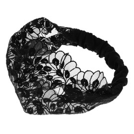 OATIPHO Floral Lace Headwrap for Women 1 Piece Stretchy Spa Headband Wide Non-Slip Makeup Hair Accessories for Washing Face and Church Use