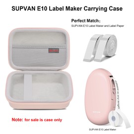 Elonbo Carrying Case for SUPVAN E10 Mini Bluetooth Label Maker Machine, Extra Interior Mesh Pocket Fits Label Paper Cable, Pink. (CASE ONLY! Label Maker not Included)