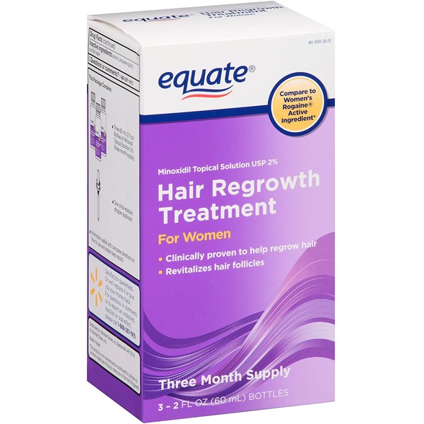 Equate - Hair Regrowth Treatment for Women with Minoxidil 2%, 3 Month Supply( 3 - 2oz bottles ) by Equate