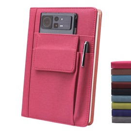 ADOUNOTES Refillable Lined PU Leather Journal Notebook, A5 Size Journal for Women Men,100gsm 200 Pages Thick Paper Notebooks with Pockets, Daily Premium Notebook for Note Taking, Meeting (red)