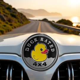 Duck Badge Rated Car Emblem, 4 x 4 Metal Automotive Badge 3D Metal Car Badges Emblems Round Emblem Decals Stickers for Vehicles Trucks SUV