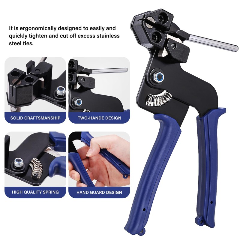 Stainless Steel Cable Tie Gun Kit with 150PCS Metal Zip