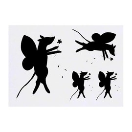 4 x 'Fairy Mouse With A Flower ' Temporary Tattoos - Water Resistant, Skin-Safe, Non-Toxic Transfers, Mixed Sizes (TO00084700)