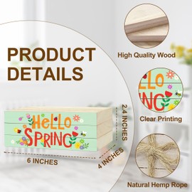 3 Pcs Hello Spring Decorative Books for Home Decor, Mini Faux Books Decoration, Spring Floral Wooden Books Tiered Tray Decor, Stacked Books for Decorating Living Room Bookshelf Fireplace（B004）