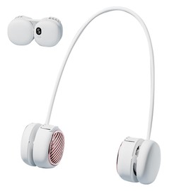 Suzii Portable Neck Fan That Blows Cold Air - Battery Powered Hands-Free Bladeless Fan LCD Display | 5 Speeds, Adjustable, Birthday Gifts for Men Women, Gym Office Essentials-White