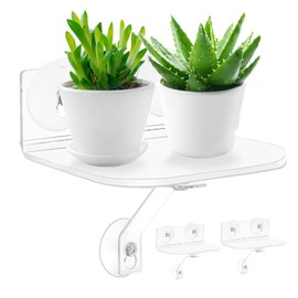 Skewo 2 Pack Acrylic Window Boxes Plant Shelves for Windows Suction Cup Shelf, with Load-Bearing Bracket Window Shelf for Plants Herb Pots, Indoor Plants, Window Sill Extender for Plants (Rectangle)