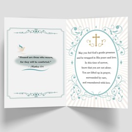 MOROLURU Christian Sympathy Cards, Religious Condolence Greeting Card with Bible Verse and Gold Cross, Comfort and Prayer Message, Double-Sided 8 x 5.3 Inch with Envelope