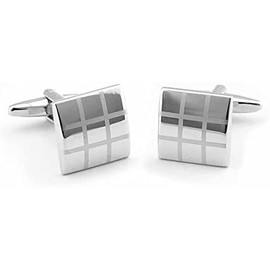 Mens Silver Square Checkerboard Cufflinks