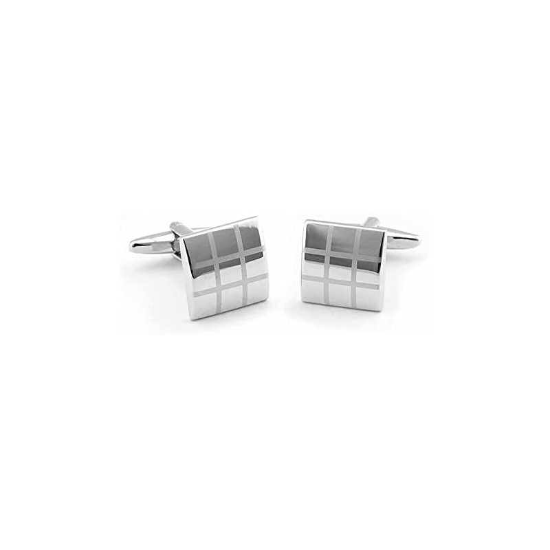 Mens Silver Square Checkerboard Cufflinks