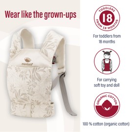 manduca DollCarrier – Doll Carrier for Toddlers from 18 Months – Doll Accessories for Boys and Girls – for Carrying Cuddly Toys and Dolls (BotanicVanilla)