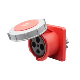 125A 4Pin Industrial Connector Socket, 4Pin 125A 380V-415V 3P+E 6H IP67 Waterproof Female Connector IEC60309 Power Connecting Industrial Concealed Socket for Industry and Aviation (125A)