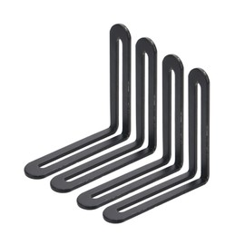 Xiaoyztan 4 Pcs Stainless Steel Reinforced L-Shape Corner Brackets Slotted Adjustable Corner Braces for Furniture Repair Shelf Support Board Connection Angle Fixing (3.15x3.15in Black)
