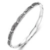 COOLSTEELANDBEYOND Stainless Steel Feather Bangle Bracelet Vintage Open Cuff Tribal