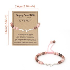 ALLY-MAGIC Girl Birthday Gift Bracelet, 13th Birthday Pink Bracelet, Best Teen Decorations Present, Birthday Graduation Gift Teenage Girls Gifts for Daughter Sister Friends Granddaughter Y4SRSL