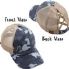 H-216-783-3184 Distressed Ponycap - Mesh - Blue Camo W/ Criss