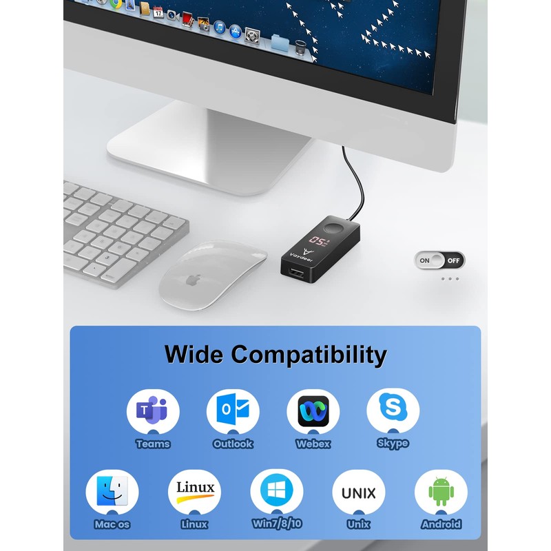 Vaydeer Automatic Mouse Jiggler Undetectable Mouse Mover Device with ON/Off