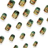 24PCS Coconut Tree Press on Nails Medium Coffin Fake Nails