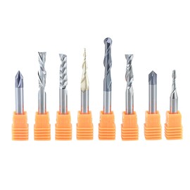 SpeTool 8Pcs Router Bits Set Carbide CNC 1/4 Inch Shank for Woodworking Detail Carving Trimming V Groove Engraving Slotting Mortise