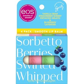 eos Paquete variado de bálsamo labial de edición limitada, Gelato Shop – Bálsamo labial hidratante, para labios secos, manteca de karité, juego de regalo, libre de crueldad, 0.14 onzas, paquete de 4