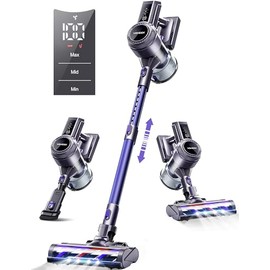 Cordless Vacuum Cleaner 40Kpa 450W，Powerful Stick Vacuum with 40Mins Runtime，Smart Display Vacuum with 1.5L Dust Cup, Stick Vacuum Cordless with Brushless Motor for Hardwood Floor, Carpet, Pet Hair