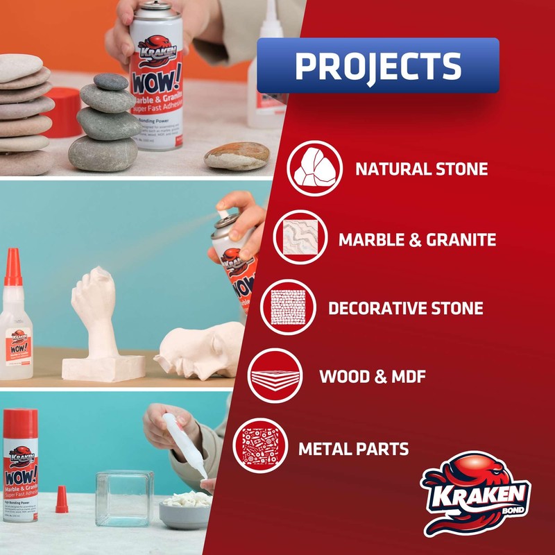 Kraken Bond Wow Marble & Granite CA Glue with Activator