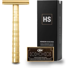 【Skin-friendly】【Japan-exclusive color】【Authentic product/Manufacturer warranty included】HENSON SHAVING AL13 Shaver MEDIUM (BRIGHT GOLD) with 5 replacement blades Deep shaving model Precision structure