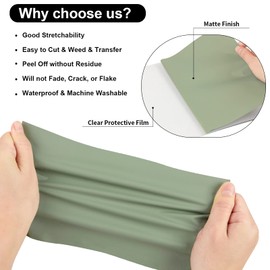 VINYL FROG Sage Green Heat Transfer Vinyl Roll HTV Vinyl - 12" x5ft Khaki Green Iron on Vinyl for T-Shirts, Heat Press Vinyl for DIY Craft Designs (Khaki Green)