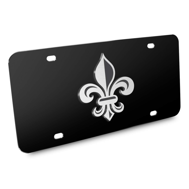 iPick Image Fleur-de-Lis FDL 3D Black Stainless Steel License Plate