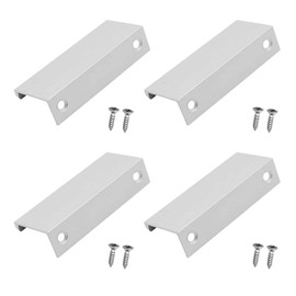 4Pcs Hidden Drawer Pulls Mount Finger Edge Pull Finger Edge Pull Concealed Handles Aluminum Hidden Concealed Tab Pulls for Home Drawer Cabinet (Silver)