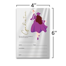 FujLoy 20 Cards with Envelopes, graduation party invitations 2024, 2024 College, High School, University Grad Celebration. (Purple)