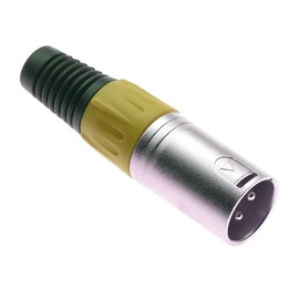 Keple 3 Pin XLR Connector Yellow - Male Audio Microphone DMX Male Jack Plug Nicked-Plated Adapter Metal Construction Connector with Plastic Housing