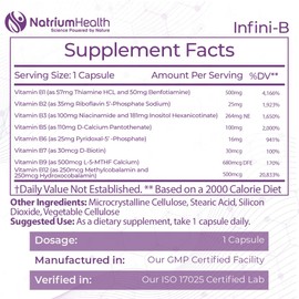 Nootropics Depot Infini-B Advanced B-Complex | Optimal Absorption & Bio-Availability | Enhanced Cognitive & Metabolic Support | 60 Capsules
