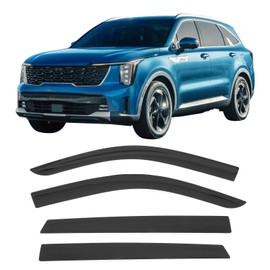 IKON MOTORSPORTS Tape on Low Profile Window Visors Compatible with 2021-2025 Kia Sorento, Acrylic Smoke/Tinted Rain Guards, Side Window Wind Deflectors 4PCS
