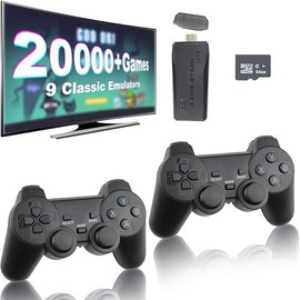Wireless Retro Game Console Stick, Retro Video Game Console Stick ， 4K HDMI Output with 2 2.4G Wireless Controllers (64GB Memory Card)-CVD151