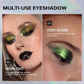 Gothic Smokey Eyeshadow Stick in Dark Green - Metallic Glitter, Creamy Highlight, Smooth Eyeliner - Gift for Women